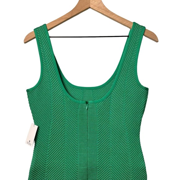 Herve Leger Ottoman Scoop Neck Juniper Green Mini Dress - Picture 6 of 13